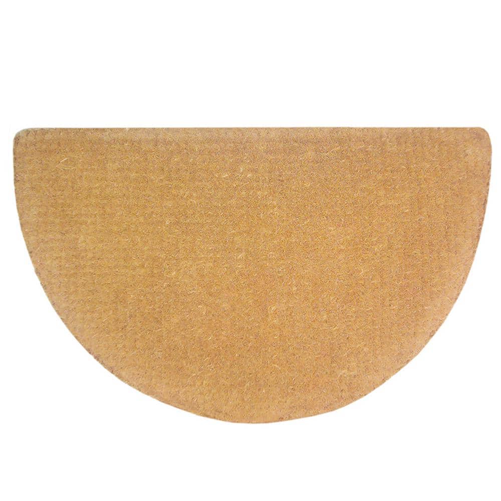 Heavy Duty Half Round Brown 22 in. x 36 in. Coir Plain No Border Indoor Outdoor Door Mat
