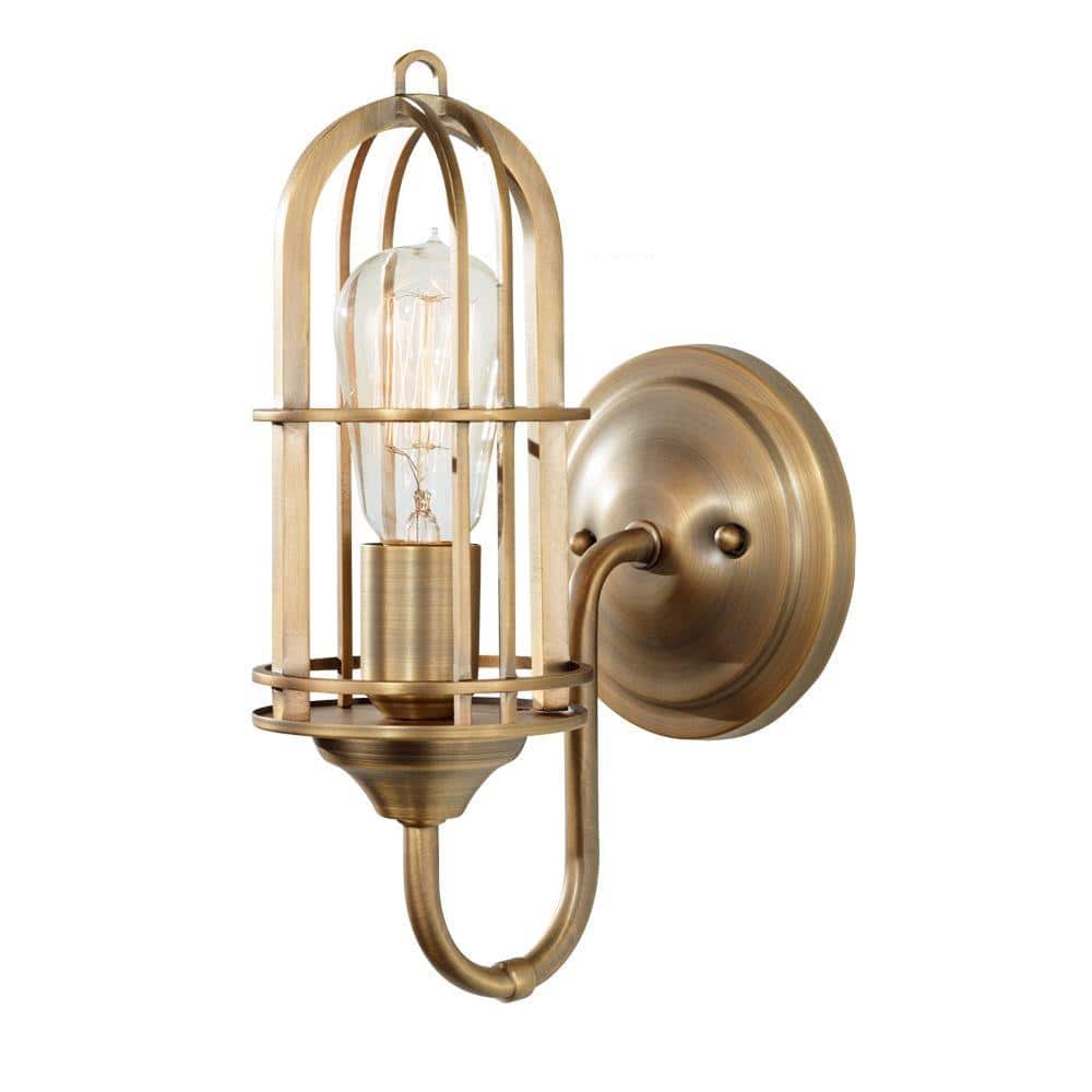 Urban Renewal 1-Light Industrial Vintage Dark Antique Brass Wall Sconce Bathroom Vanity Light