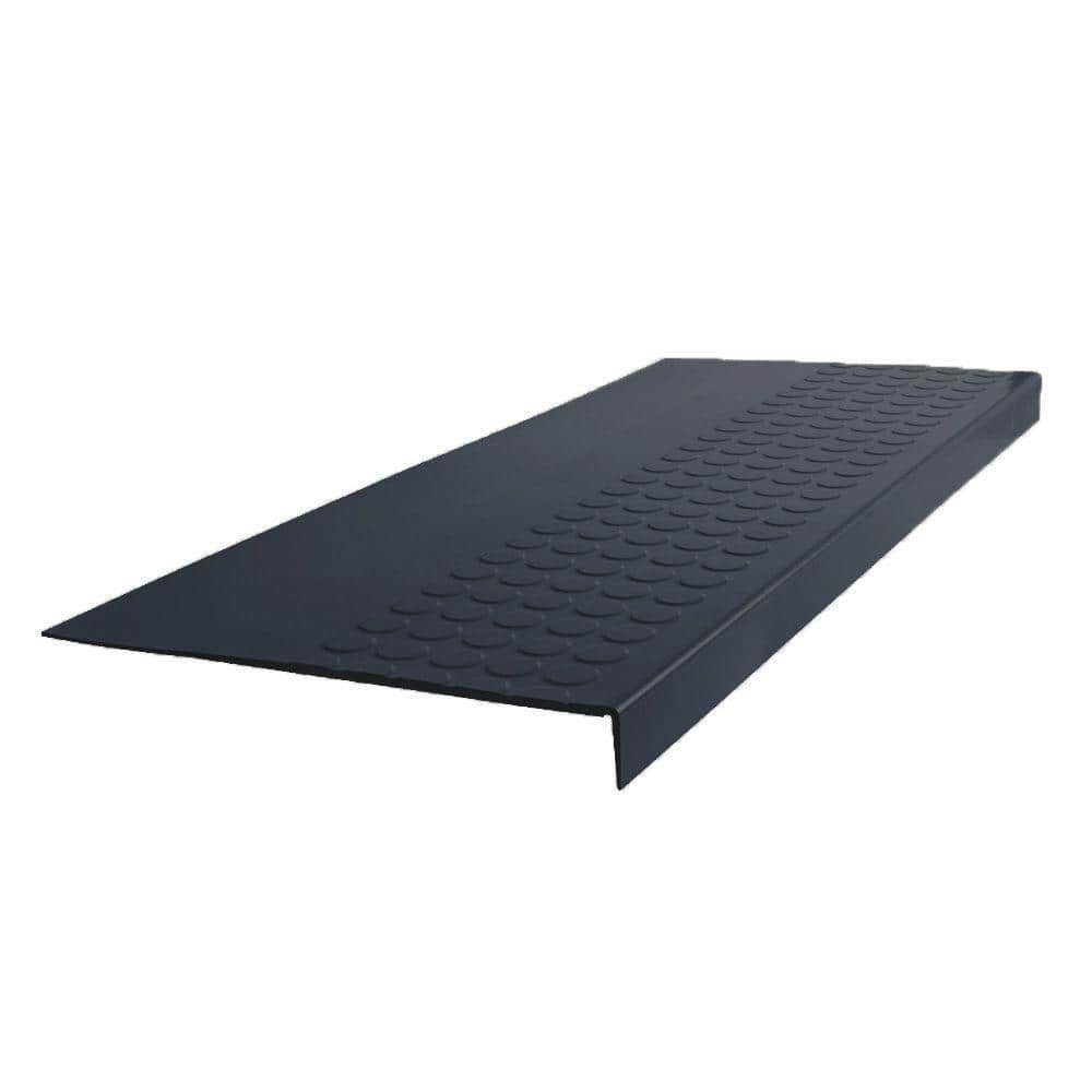 Vantage Profile Raised Circular Design Black 20-1/16 in. x 42 in. Rubber Square Nose Stair Tread