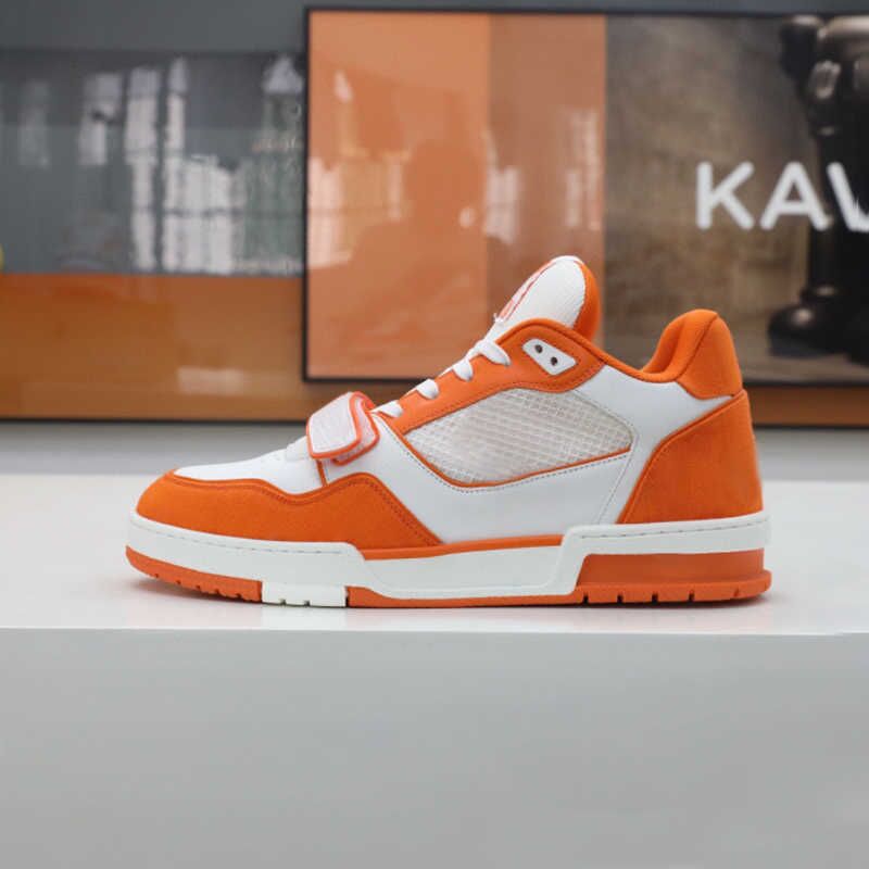 2023 Designer Men Trainer Sneaker Women Top Leather Shoes Printing Embossed Grained Rubber Runner Trainers Platform Low Sneakers 35-46 With Box NO26