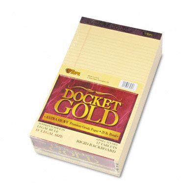 63980 Docket Gold Ruled Perforated Pad Legal Rule/Size Canary 50-Sheet Pads Dz