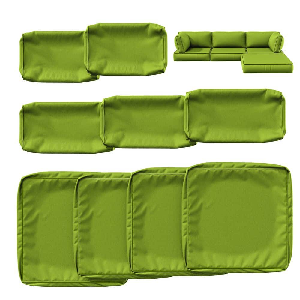 9-Piece 25.6 in. Outdoor Cushion Covers Grass Green