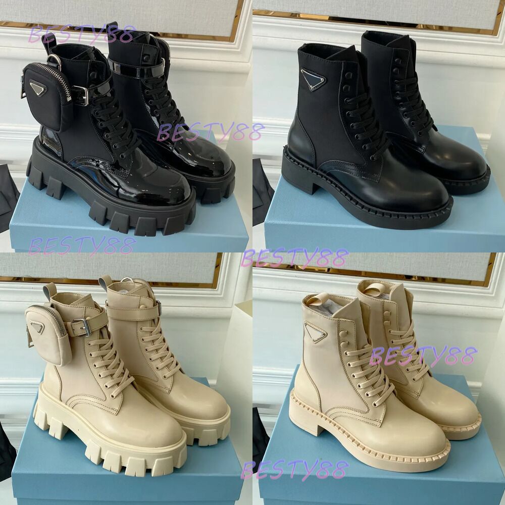 Designer Boots Men Women Brand Monolith shiny Detachable Nylon Pouch Combat Shoes nylon Hailf Outdoor Thick Bottom Midlength boot 20