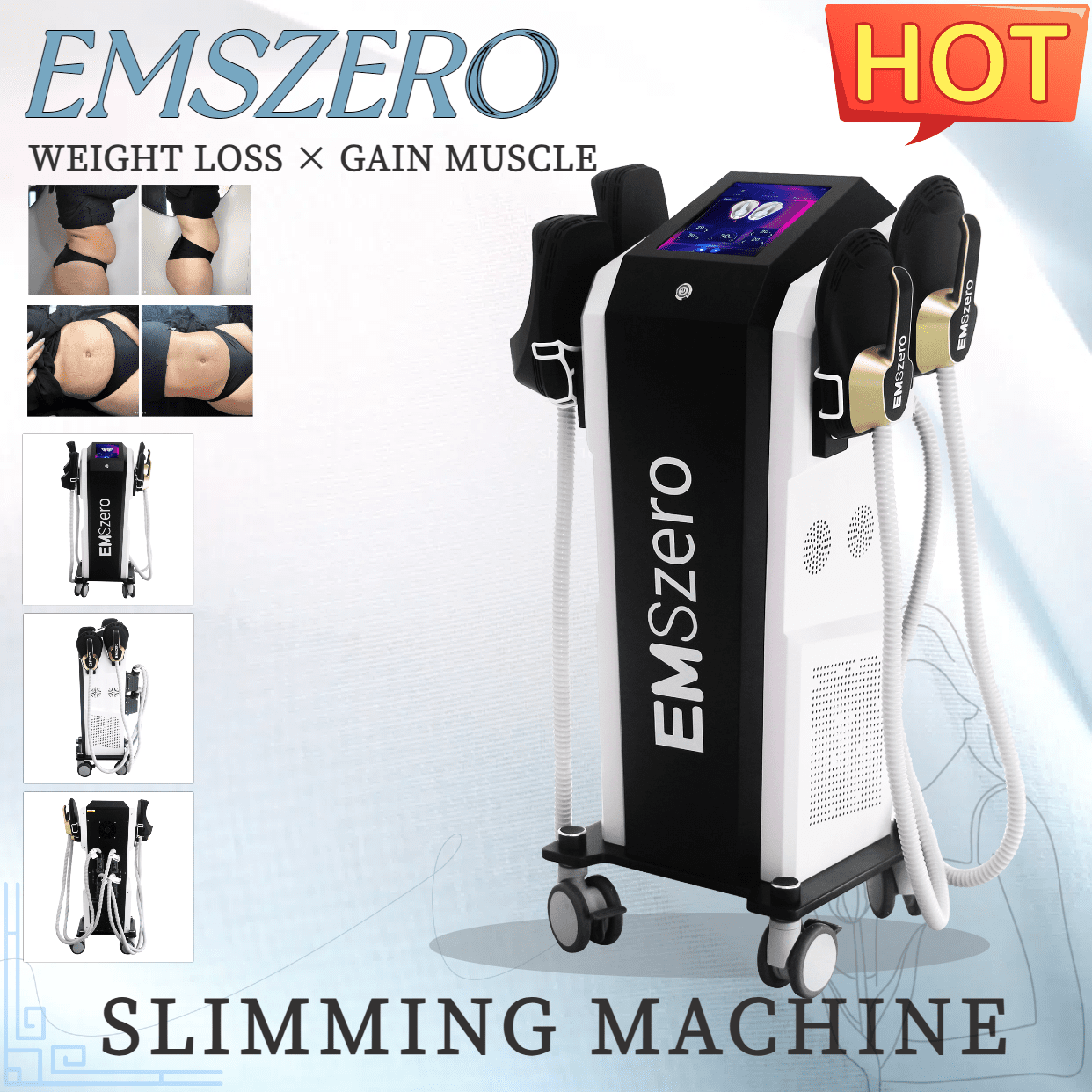 EMSzero Neo Machine with RF EMS For Body Fat Burning Muscle Building Butt Lifting Machine 4/5 Handles Body Sculpting and Muscle Building Machine Fat