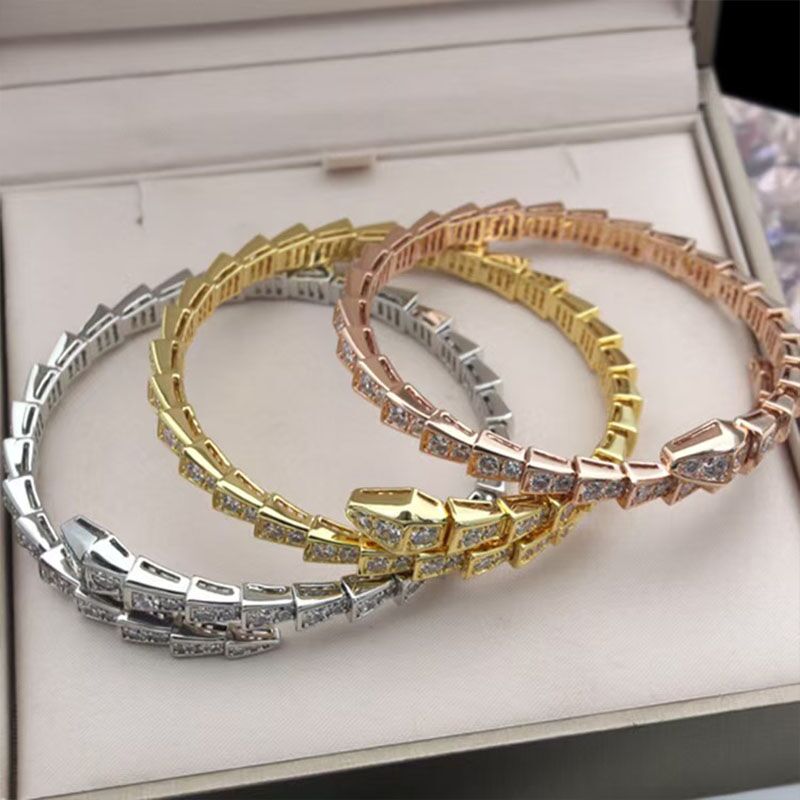Fashion brand B bracelet classic narrow version snake shaped full diamond bracelet for couples 18k gold bracelet stainless steel designer jewelry fo