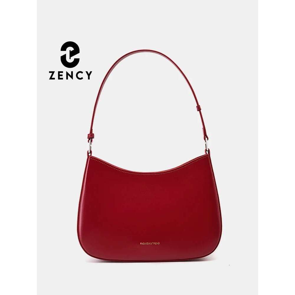 French High-End Texture Cowhide Underarm For Women's Designer Handbag Retro Shoulder Red Bag 2024 New Zency Purse Sac