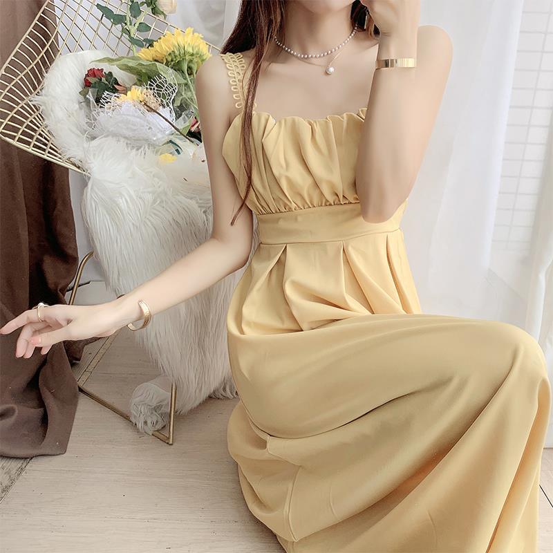 G2204 Minimalist Temperament Lace New Chiffon Sunscreen Shawl Solid Color Suspender Skirt Lady Two-piece Dress