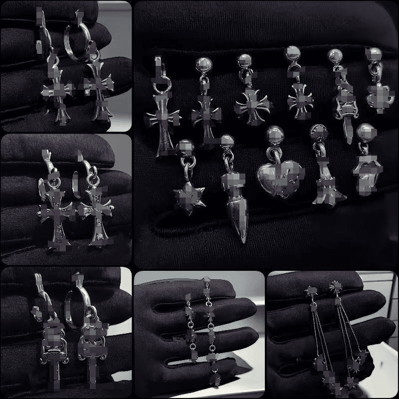 High quality Vintage Chromerds Cross Ear stud Earrings Designer S925 Thai Silver Hoop Earrings Woman Pendientes Cross Heart Star Eardrop Original Ea