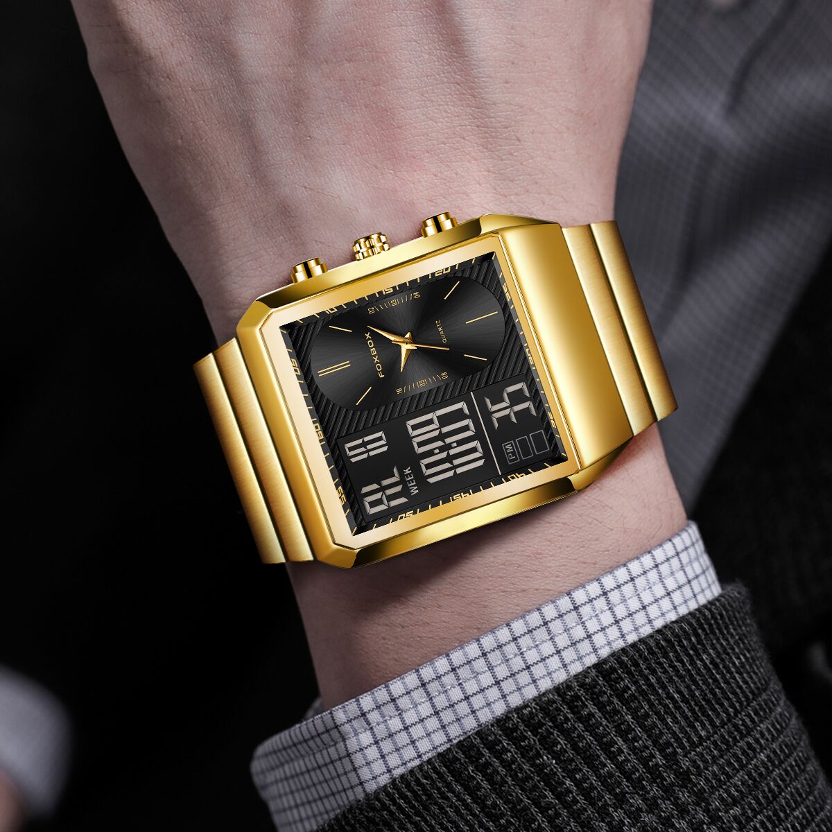 LIGE outdoor sports timing code watch dual display electronic watch multifunctional alarm clock reminder night light watch