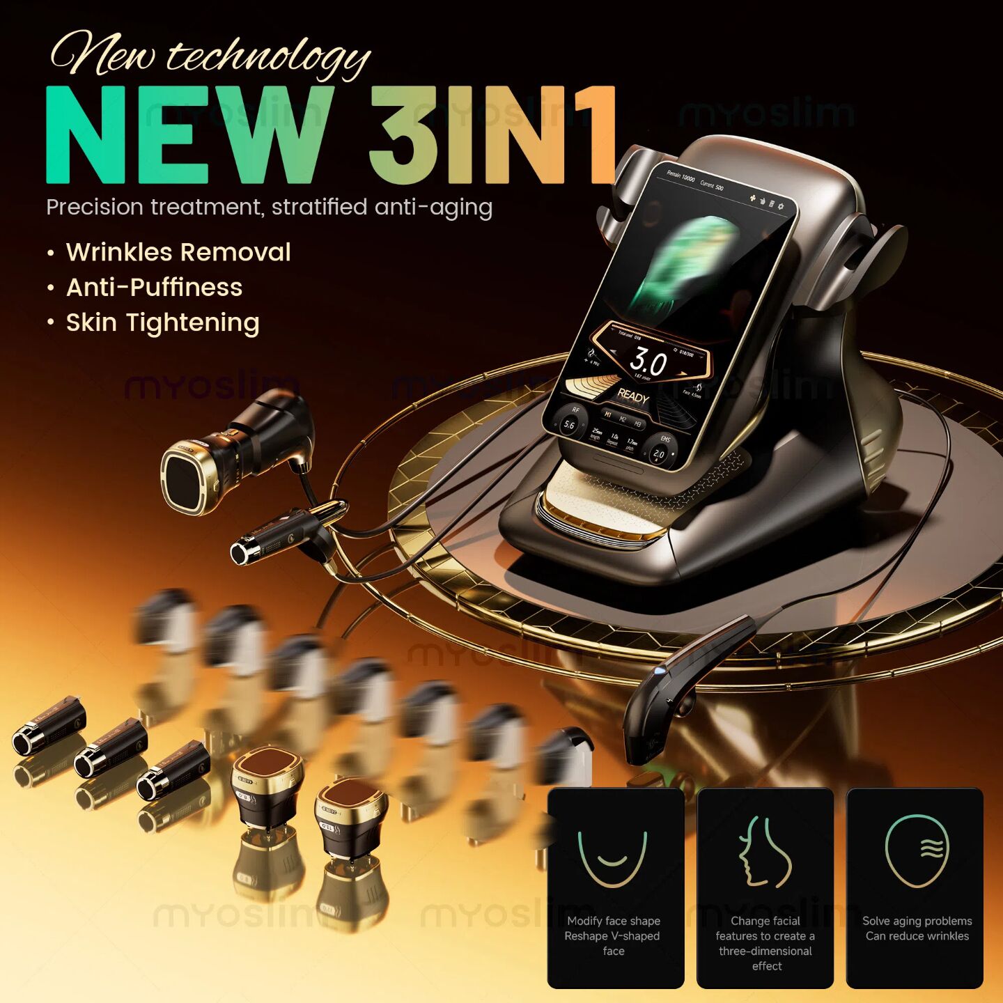 Latest 25D High Intensity Focused Enhance Anti-aging Tightening Body Firming 3 ProbesE Body Slimming Beauty Device Smas Facial Machine