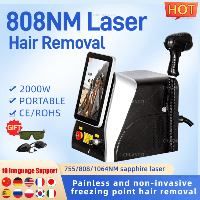 New High Power Ice Titanium Diode Skin Rejuvenation 3 Wavelength 808nm 1064nm 755nm Hair Removal Beauty Salon Equipment Laser Machine