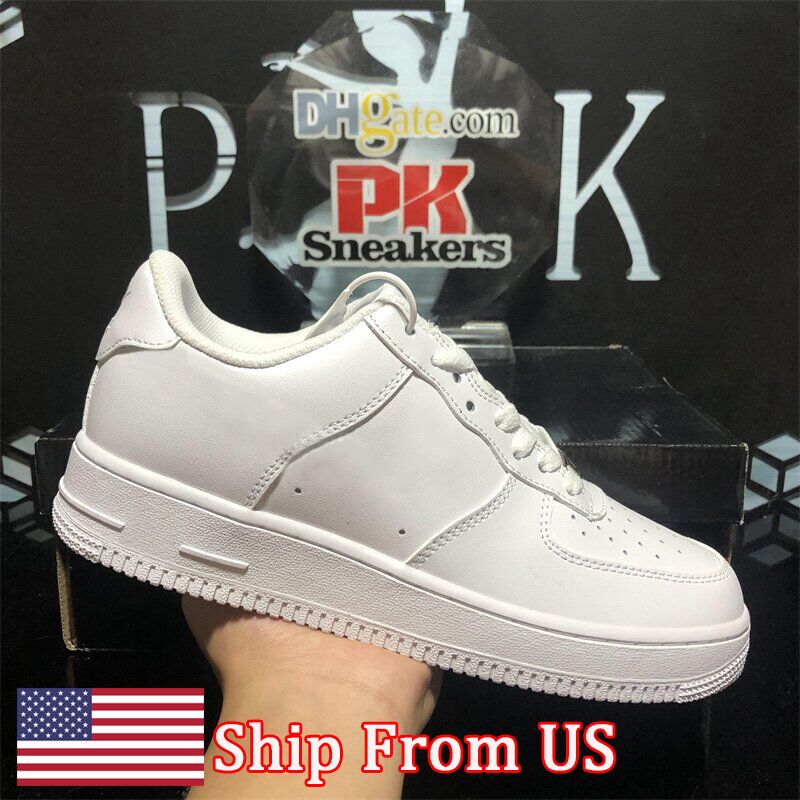 Shipping From US Men and Women Skate Shoes White Classics 1 Genuine Leather Comfortable Non-Slip Outdoor Casual Sports Running Sneakers
