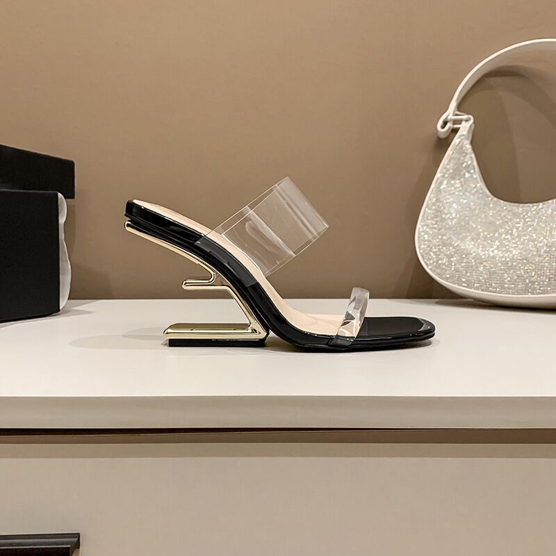 Summer Strange Heel Sandals PVC Transparent High Heels Women Open Toe Party Shoes Slides Dress Ladies Slippers s