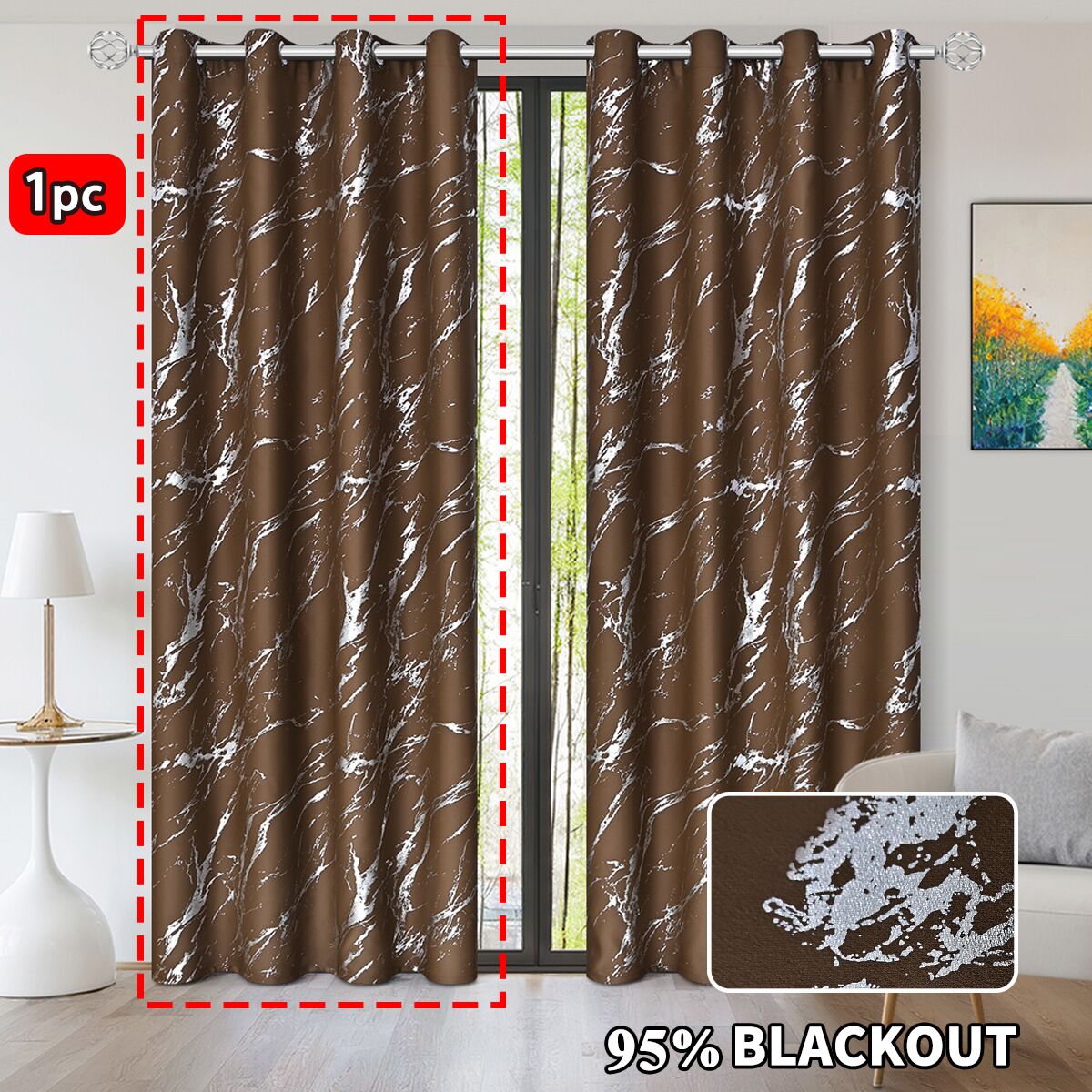 YL-37107 cross-border hot stamping and silver marble high-precision blackout curtain punching living room sunscreen finished curtain