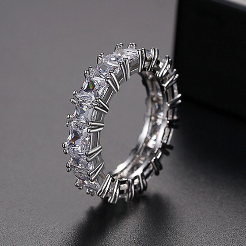 designer jewelry ring Vecalon 19 styles Lustre Promise Wedding Band Ring 925 Sterling Silver Diamond Engagement rings for women men Jewelry 18k soli