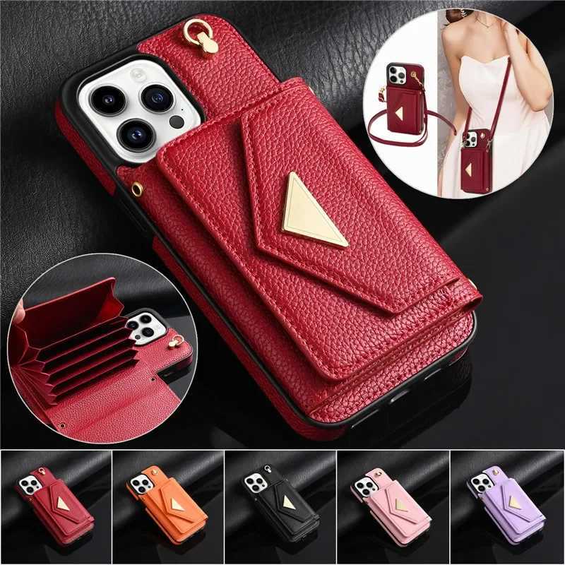 luxery Crossbody Lanyard Leather Wallet Card Phone Case For iPhone 17 Air 16E 16 Pro Max 15 14 Plus 13 12 11 XS XR X Flip Stand Cover C251107