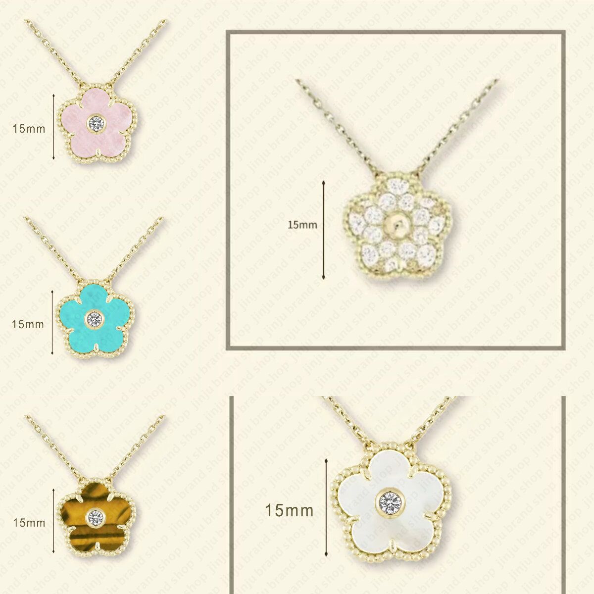 luxury diamond necklace designer jewelry necklace designer for women Japan and Korean Style pendant necklaces fashion 15mm gold leaf clover necklace