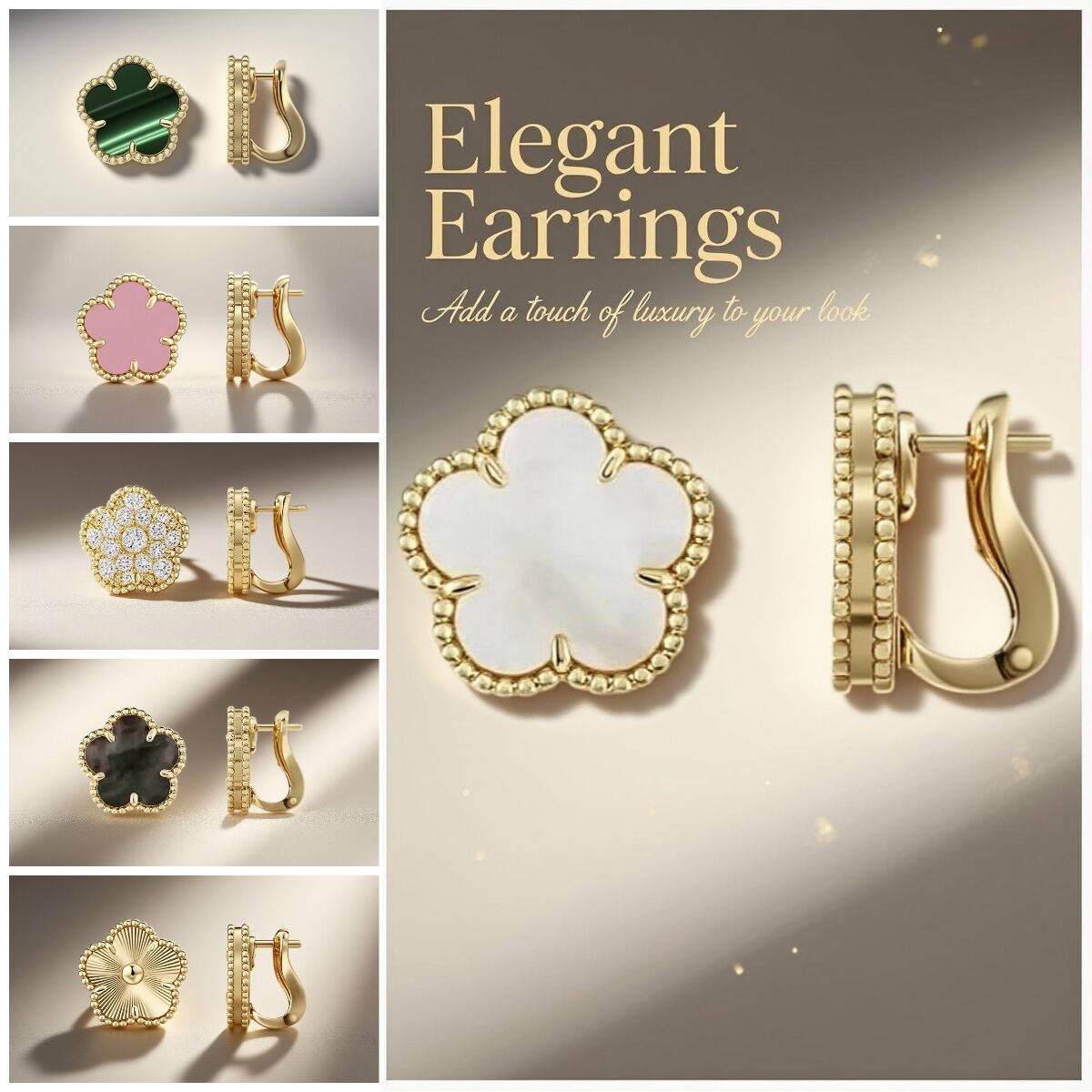 luxury earrings jewlery designer for women earrings clover earrings Lolita Style elegant flower earrings exquisite 18K Gold earring stainless steel