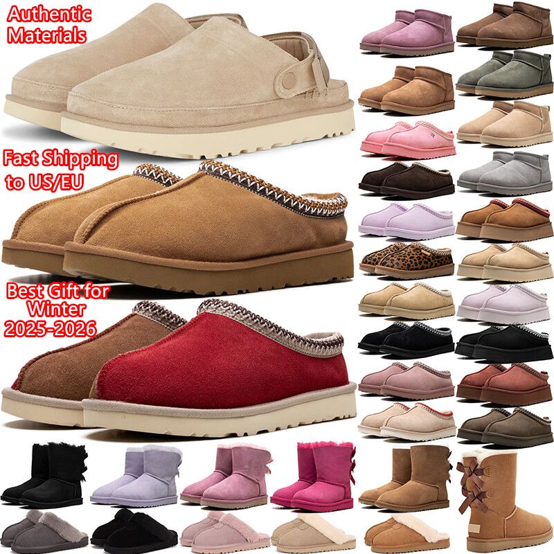 2026 fur slides designer wool Slippers clog suede winter Booties slide australia snow Plush Rubber classic non slip mens women shoes big size 5-14 a