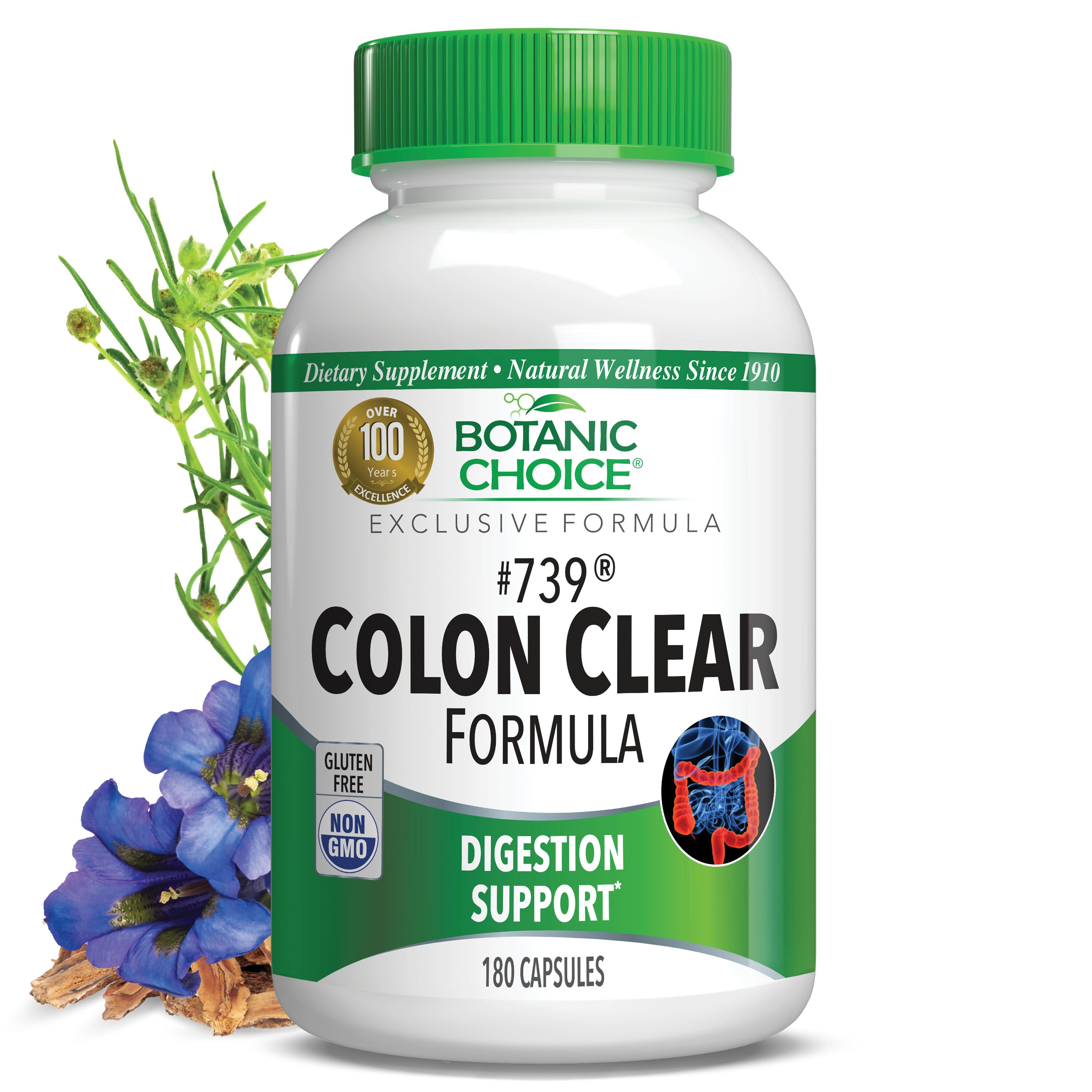#739 Colon Clear Formula - Digestive Support Supplement - 180 Capsules
