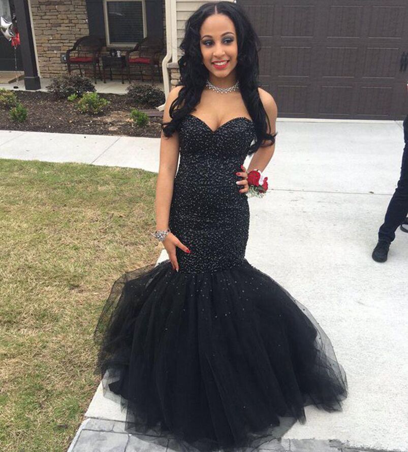 African Strapless Mermaid Long Evening Dresses Beaded Sweep Train Corset Back Tulle Plus Size Formal Prom Gowns