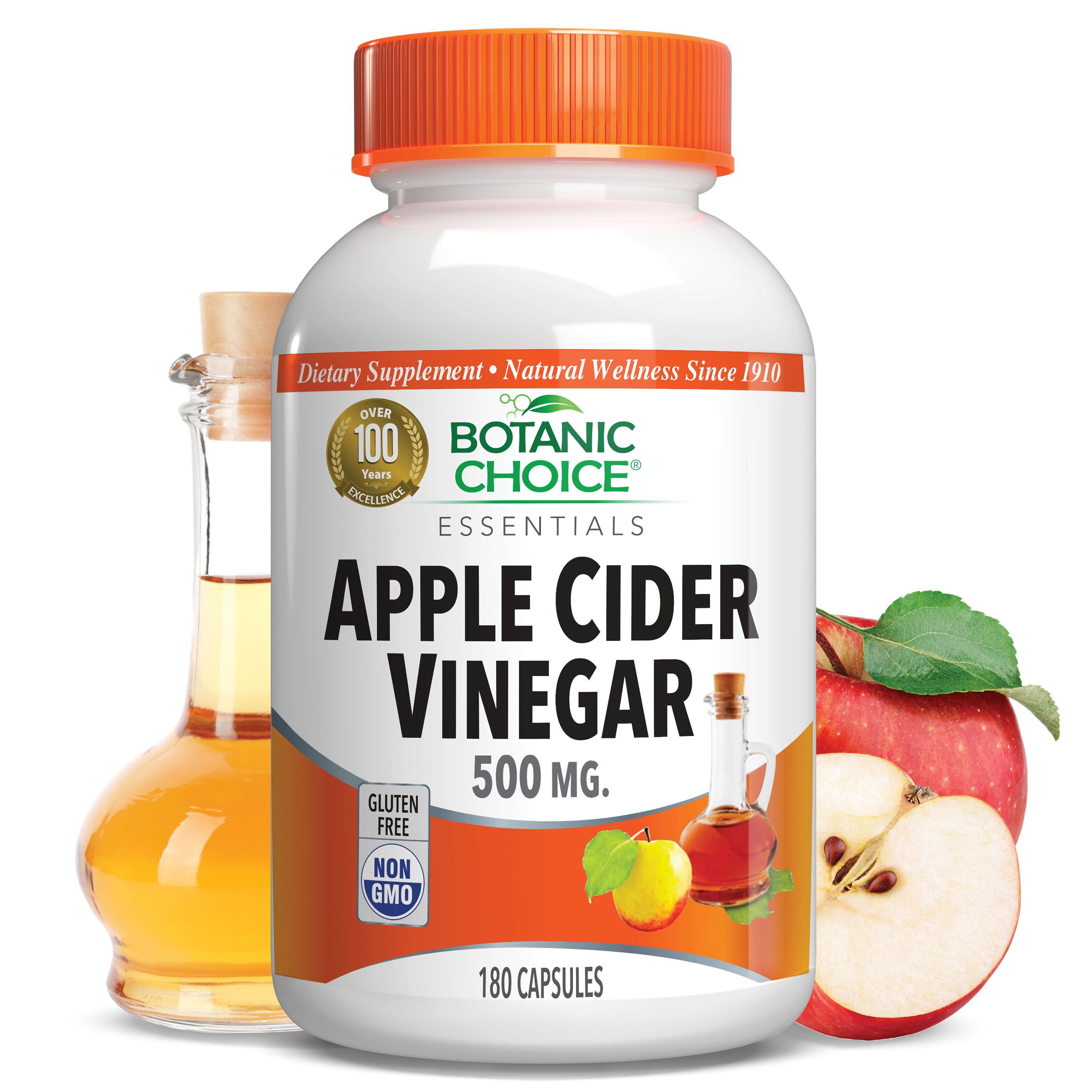 Apple Cider Vinegar 500 mg - Weight Loss Support Supplement - 180 Capsules