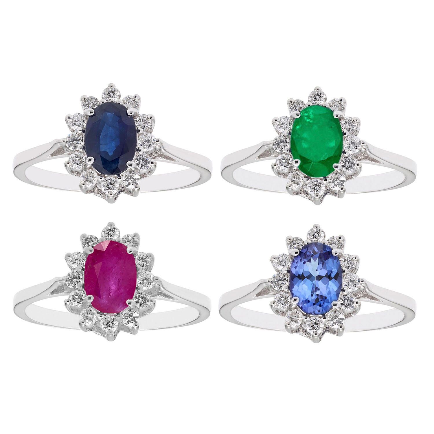 Blue Sapphire and Diamond Ring 14KW9:- Blue Sapphire, 9