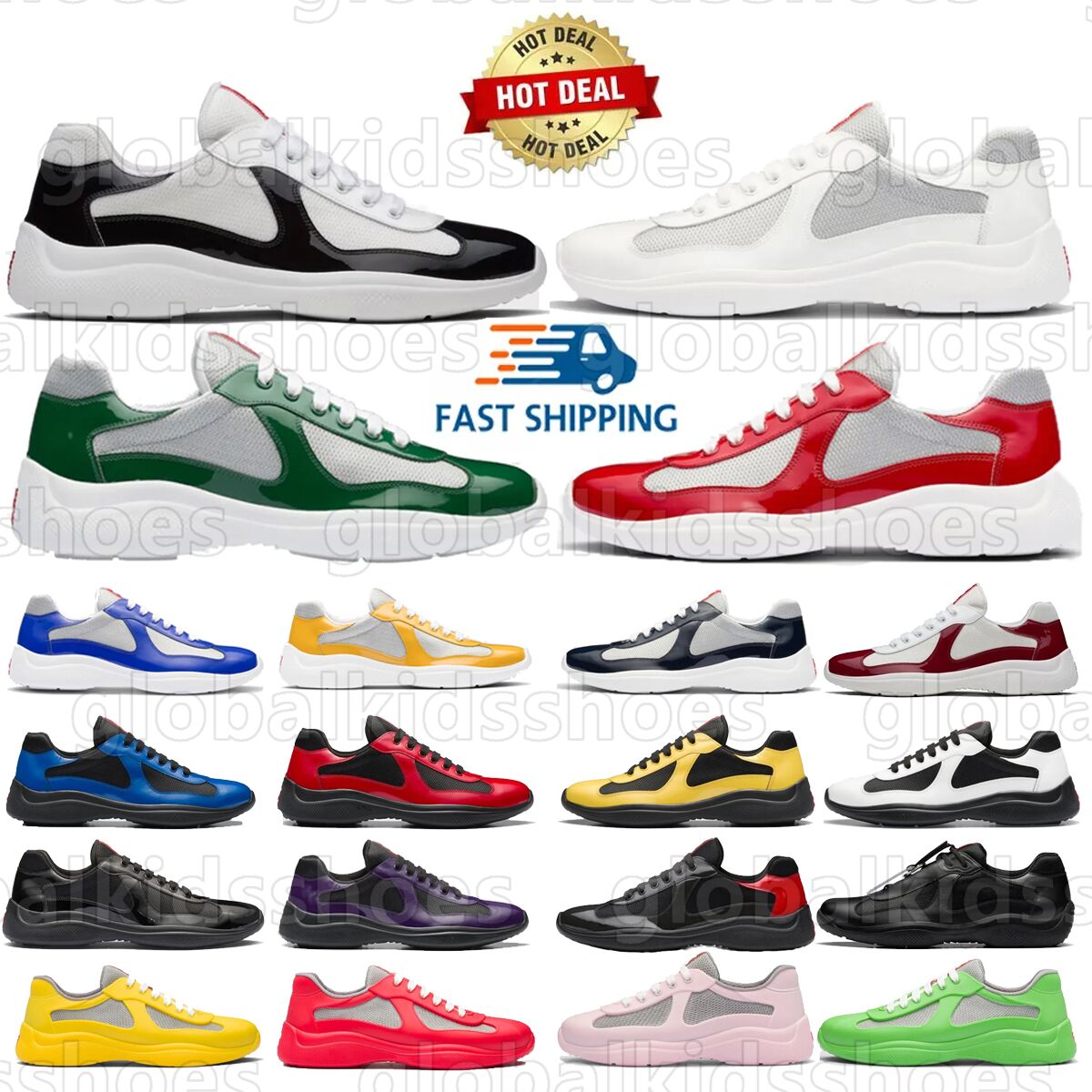 Designer Americas Cup Women Mens Shoes Gold Black Blue Silver Red Mango Grey Aviation Loden Green Gray Leather Patent Leather White Black Green Shoe