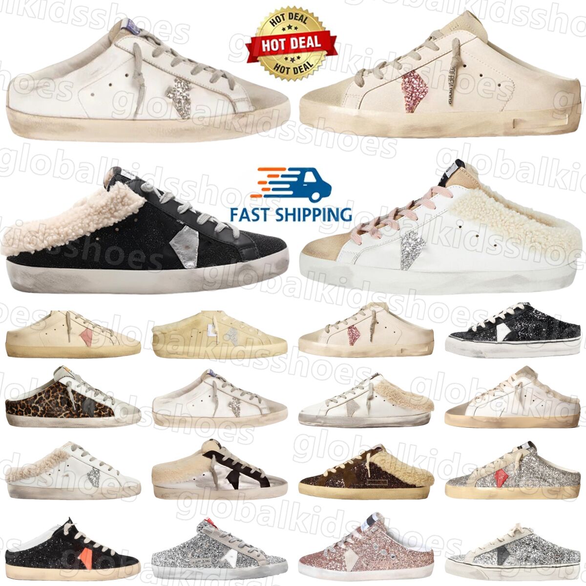Designer Shoes Golden Sneakers Mens Womens Casual Star Shoes Luxury Dirty Sabot Loafers Platform Graffiti Trainers