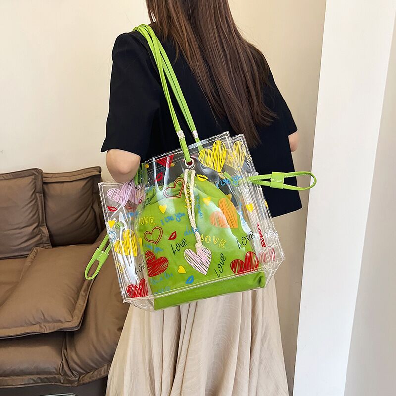 Designer Shoulder Bags Women's Jelly Totes Summer Large Capacity Transparent Bag Women's Fashion Letter Printed Waterproof PVC Bags