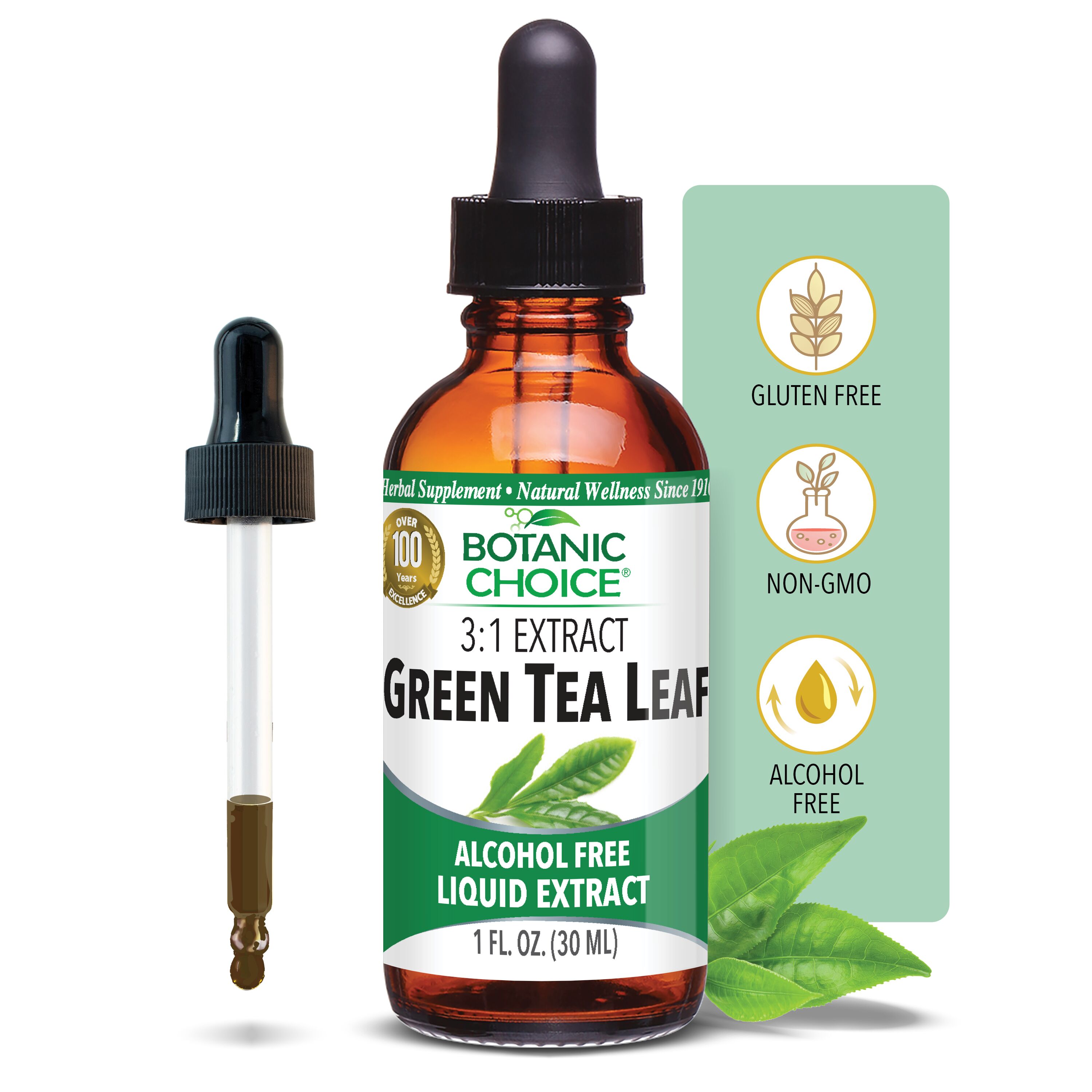 Green Tea Leaf Liquid Extract - Health Support Supplement - 1 Oz