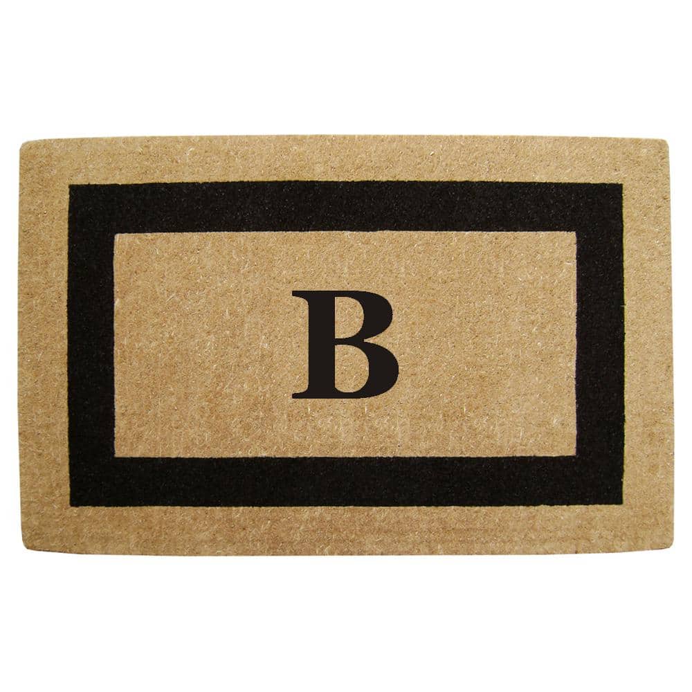 Heavy Duty Brown 22 in. x 36 in. Coir Single Picture Frame Monogrammed B Indoor Outdoor Door Mat