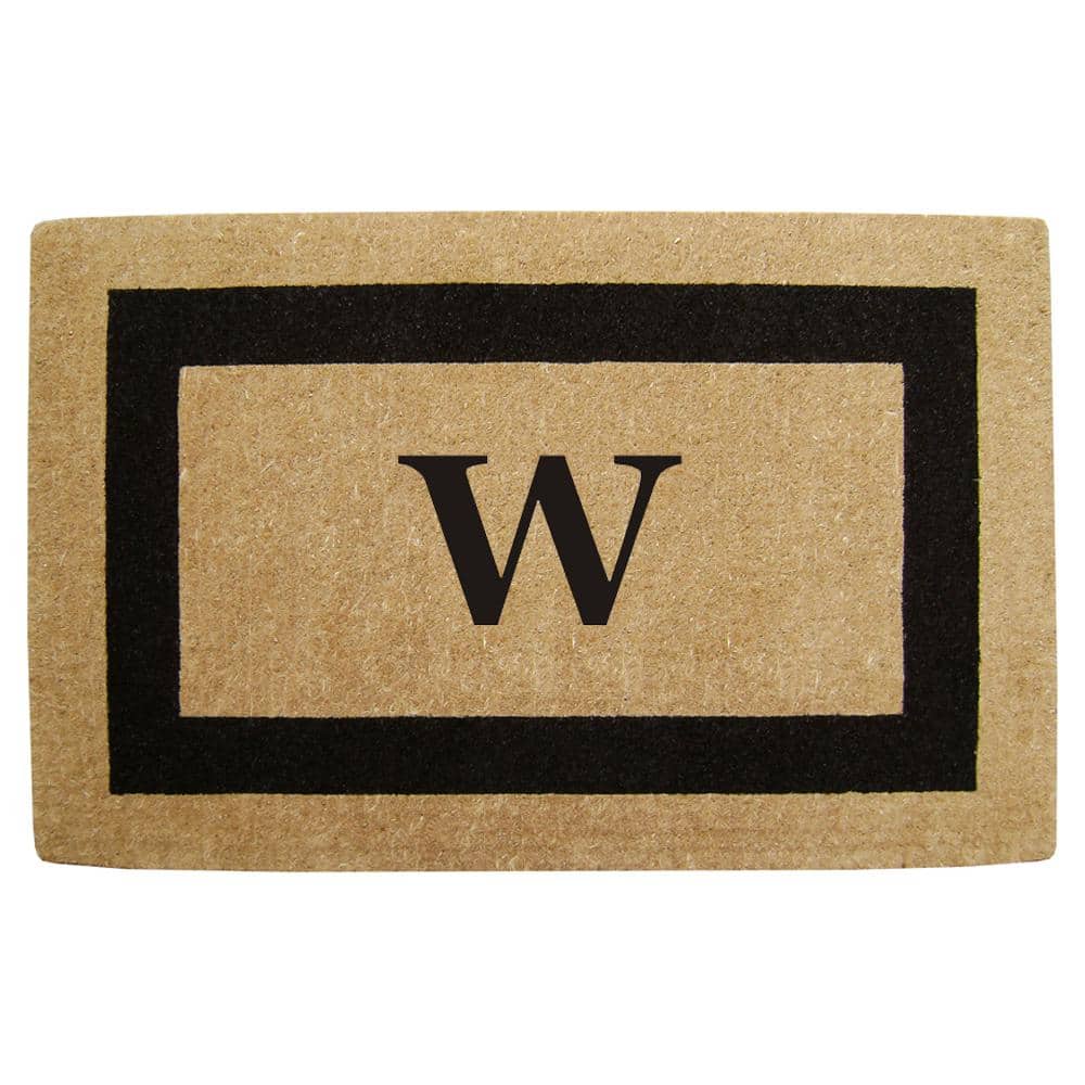 Heavy Duty Brown 22 in. x 36 in. Coir Single Picture Frame Monogrammed W Indoor Outdoor Door Mat