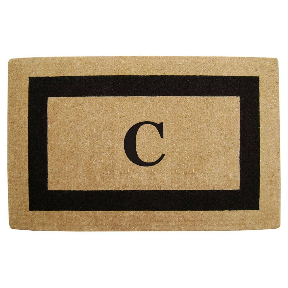 Heavy Duty Brown 30 in. x 48 in. Coir Single Picture Frame Monogrammed C Indoor Outdoor Door Mat