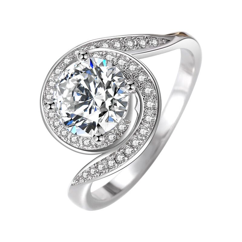 Innovative vortex storm women simulation diamond ring 1.5 CT live broadcast selling hot copper white gold color retaining wedding ring