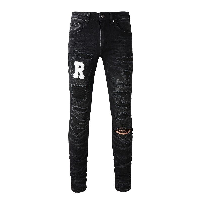 Mens jeans pants Long Skinny Destroy quilt Ripped Straight cut hole fashion luxury designer jean Men Designers jean