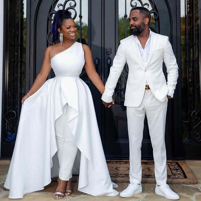 One Shoulder Jumpsuits Evening Dresses with Pants Sweep Train Satin Formal Prom Party Gowns Special Occasion Robe De Soiree