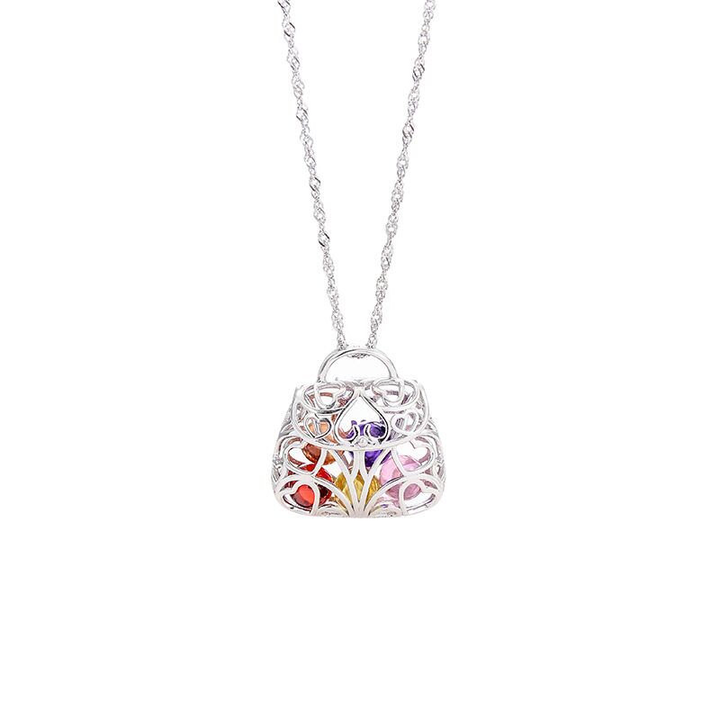 Original innovative silver jewelry 925 Sterling Silver pearl cage pendant lady handbag DIY empty bracket accessories wholesale