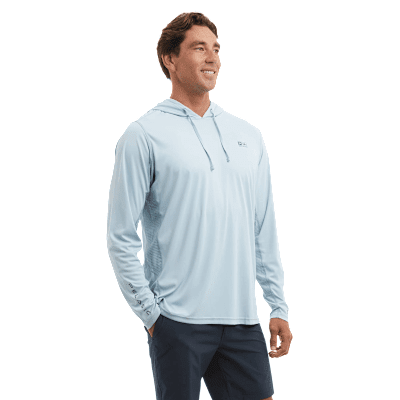 Pelagic Vaportek Hooded Long-Sleeve Fishing Shirt - Blue Fog - 3XL