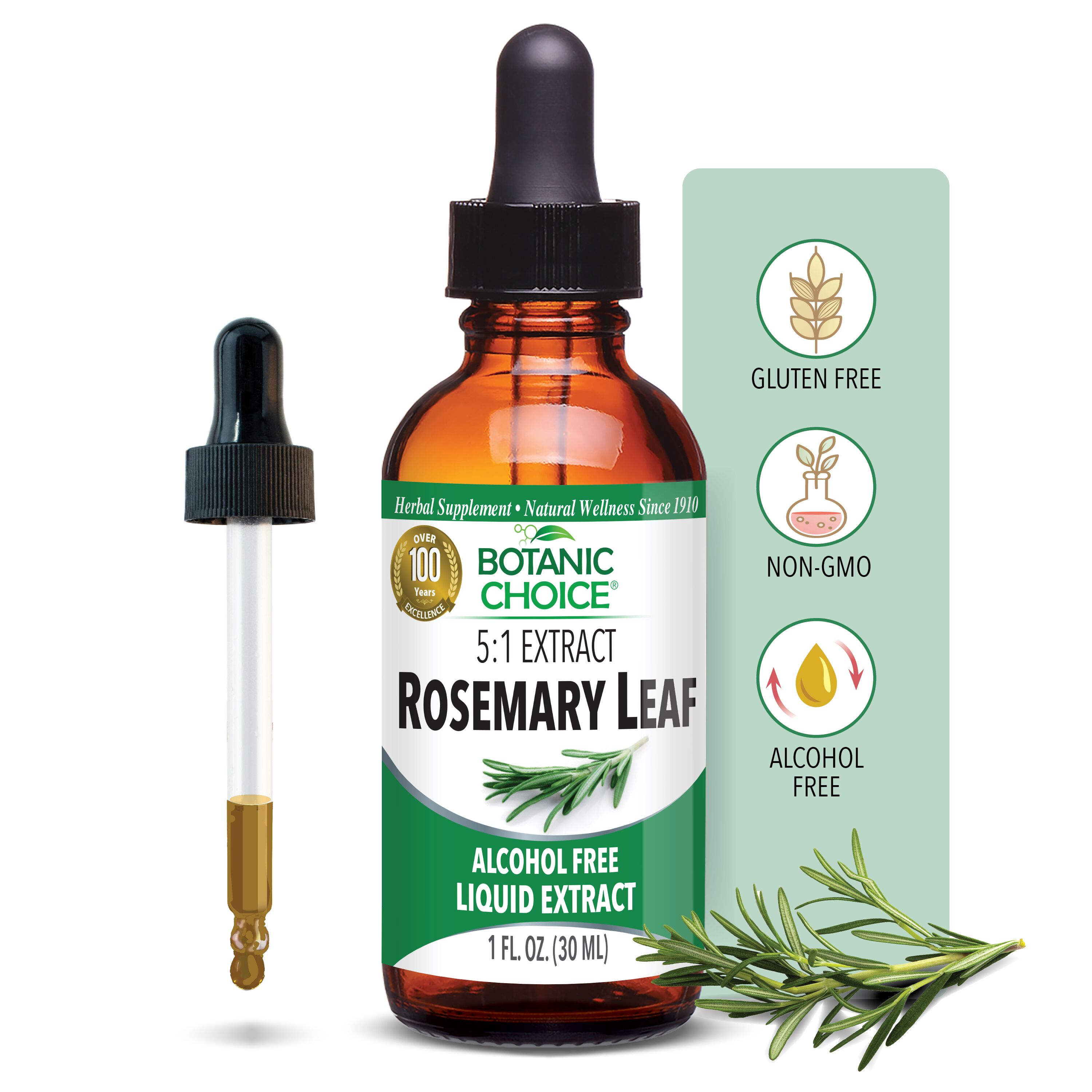 Rosemary Leaf Liquid Extract - Digestive Support Supplement - 1 Oz