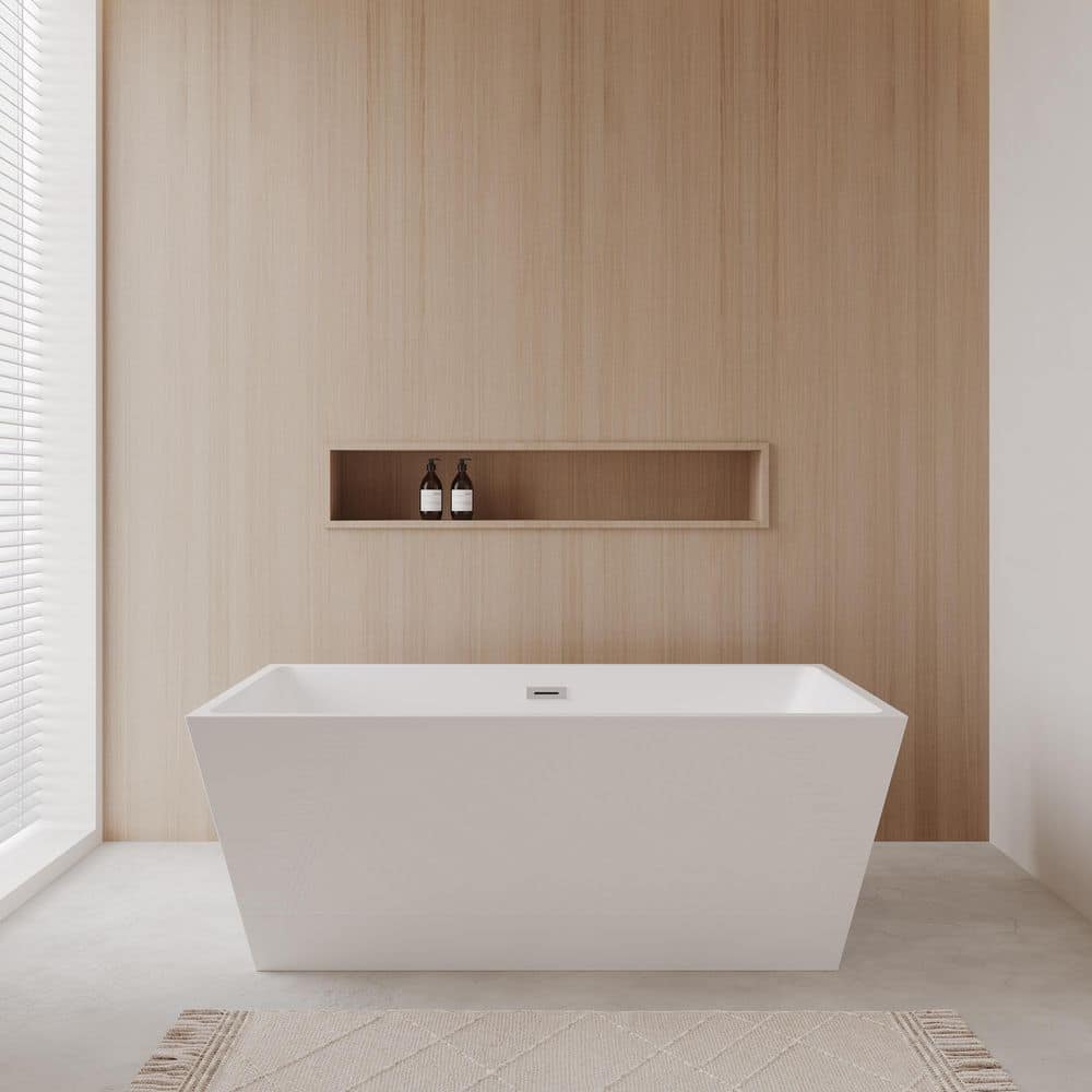 Sara 5.3 ft. Acrylic Flatbottom Non-Whirlpool Bathtub in White with Brushed Nickel Trim