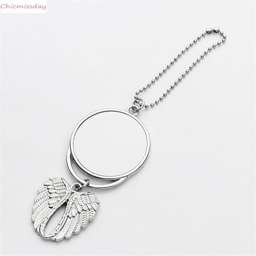 Sublimation Big Wings Necklaces Pendants Sublimation Blanks Car Pendant Angel Wing Rearview Mirror