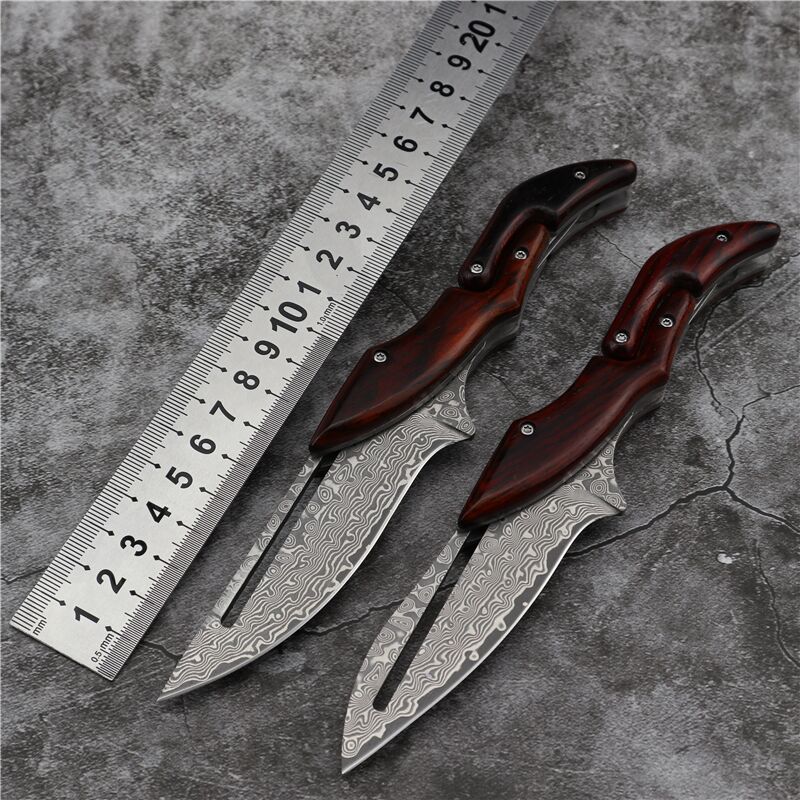 VG10 Damascus Knives Tactical Camping Hunting Mechanical Folding Knife Fixed Blade Outdoor Survival EDC Pocket Self-defense Tools