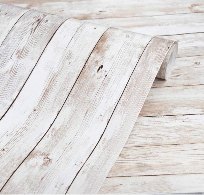 Wallpaper 17.7*393.7 Self-Adhesive Removable Wood Peel and Stick Decorative Wall Covering Vintage Panel Interior Film