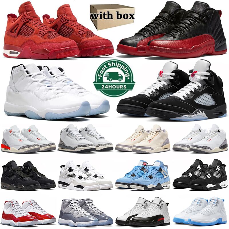 With box for men women 3s 4s 5s 11s basketball shoes Brick by Brick Black Cats Blue Cool Grey Cherry Flu Game mens womens outdoors sports sneakers s