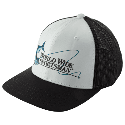World Wide Sportsman Logo Front Mesh-Back Fitted Cap - White/Black - M/L