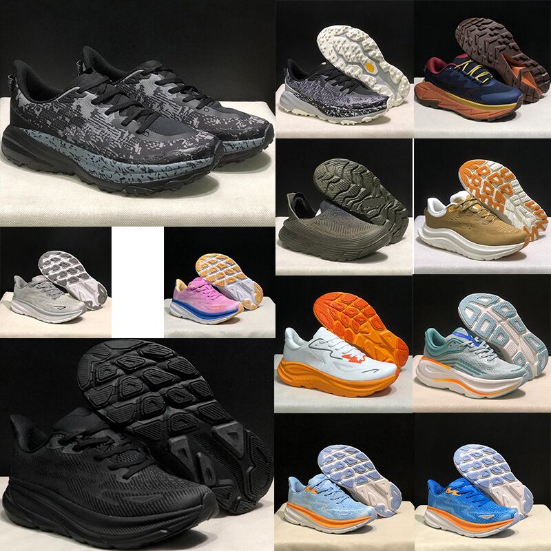 designer shoes womens clifton 9 bondi 8 mens shoes designer black white green yellow pink mens trainers sports sneakers size 5-13