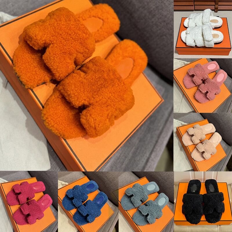 free shipping designer slippers women platform furry warm sandals flat slides women sliders khaki womens ladies girls shoes outdoor indoor beach san