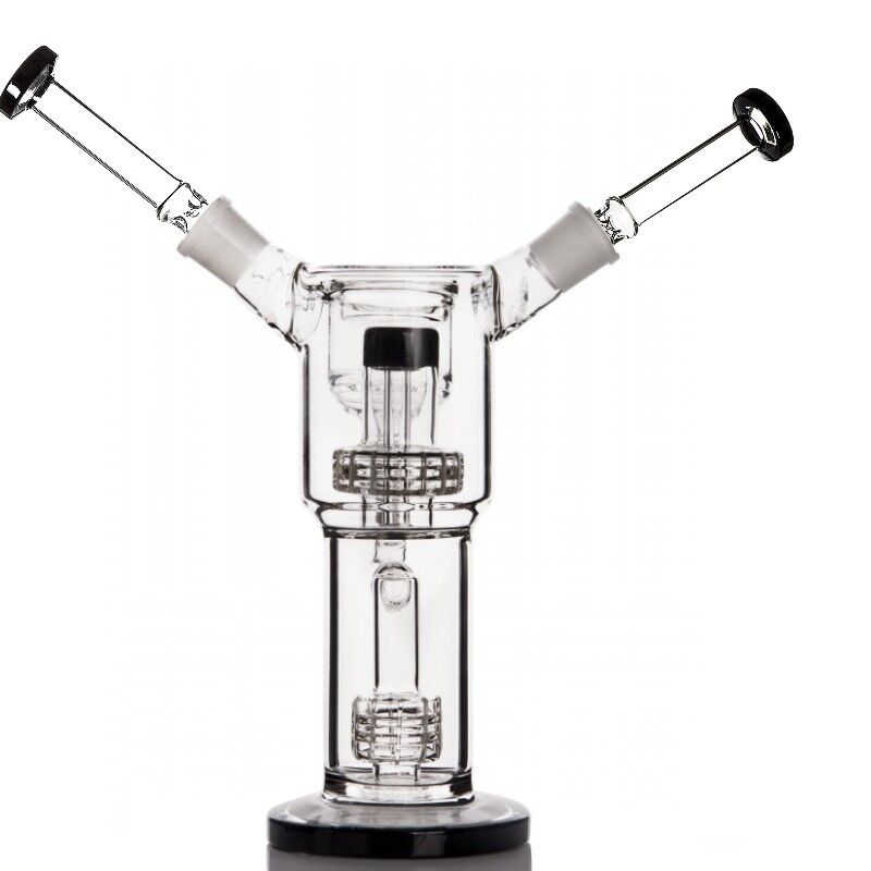 high quality Black solid base hookahs Glass Bongs with slits rocket perc tube Water Pipe with 18 mm joint