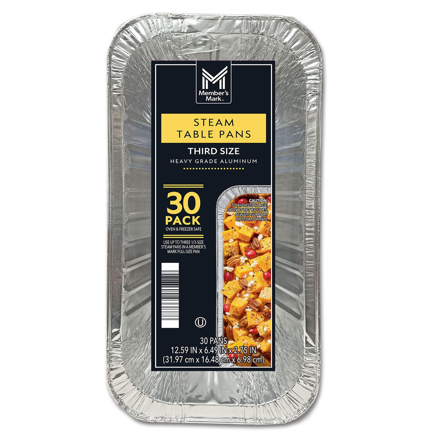 Member's Mark Aluminum Steam Table Pans, 1/3 Size 30 ct.